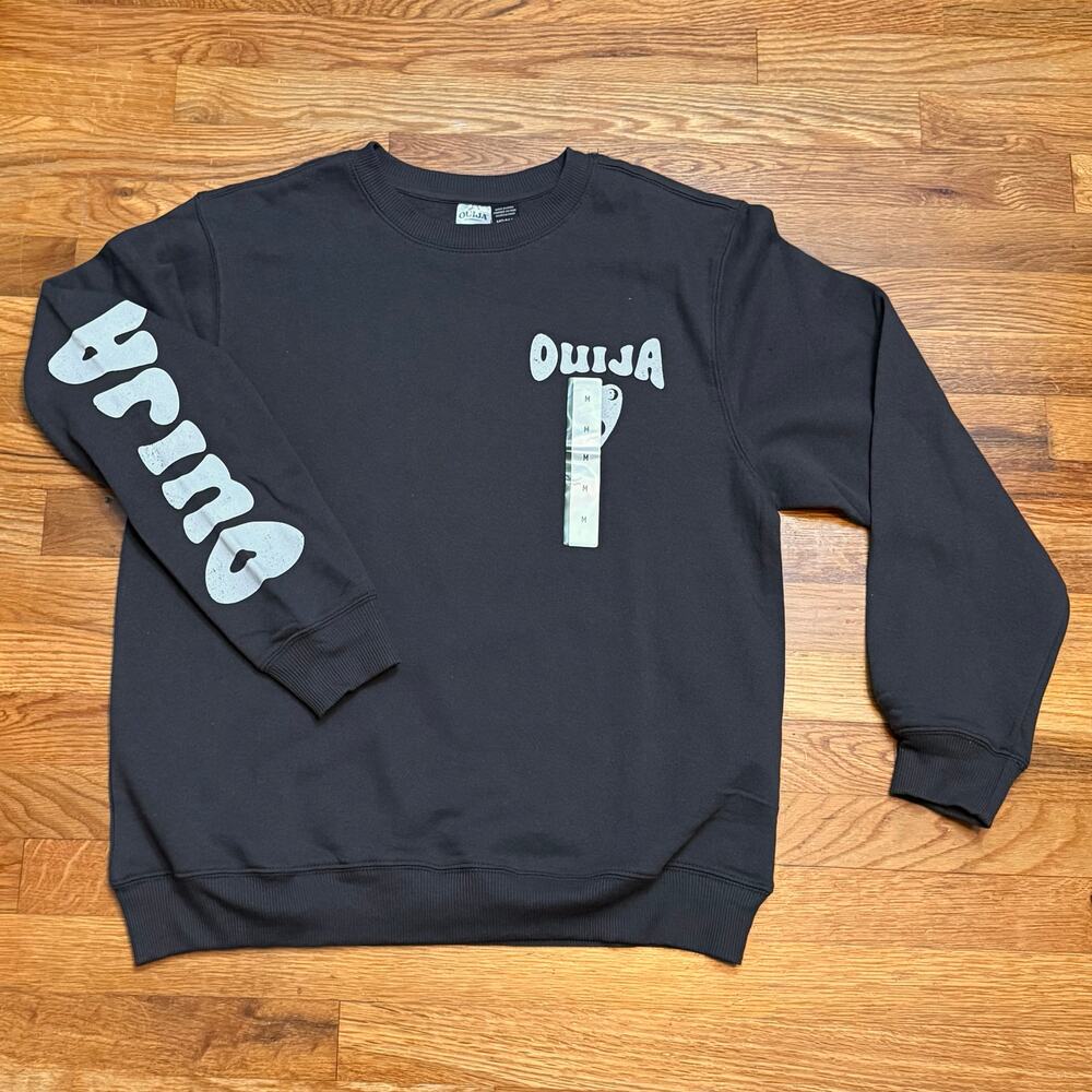 Ouija Women’s Medium Charcoal Gray Long Sleeve Crewneck Sweatshirt Cozy Goth New